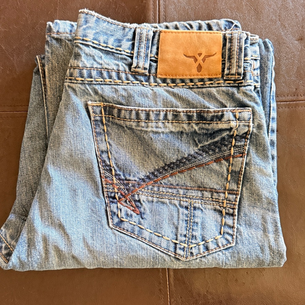 Wrangler 20X Men’s Jeans 34x36 Bootcut Distressed Western Denim